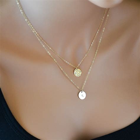 Width 0.2, length 18.5 item care: Double Strand Necklace, Layered Necklace, Gold Hammered Disc Necklace, Initial Necklace ...