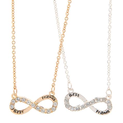 Best Friends Mixed Metal Crystal Infinity Symbol Pendant Necklaces