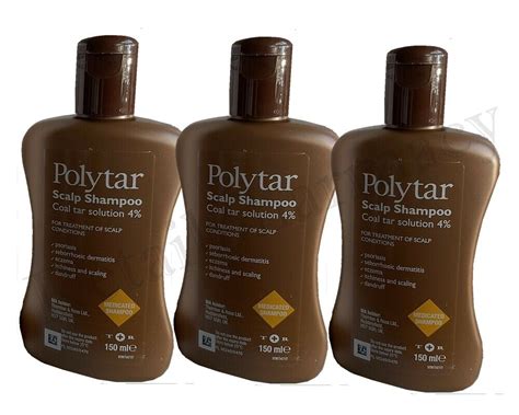 Polytar Scalp Shampoo Dandruff Itchiness Coal Tar 4 150ml X 3 Expiry