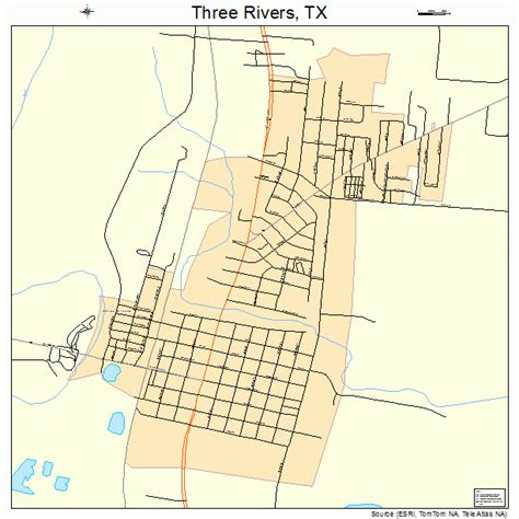 Hawaii and alaska have inset maps with outlines and names. Three Rivers Texas Street Map 4872872