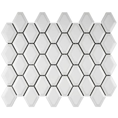 Buy Bt Pm7 White Glossy Diamond Shape Beveled 3d Porcelain Mosaic Tile