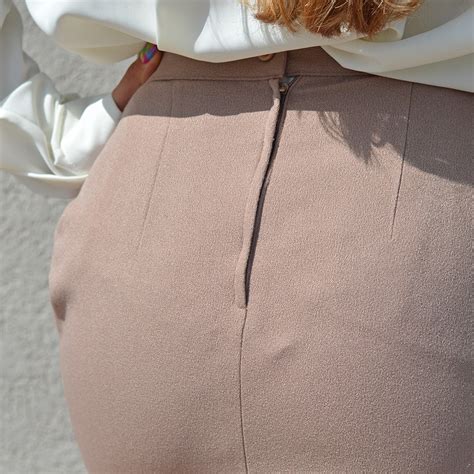 Nude Pencil Slit Skirt S M Vesture Online Vintage Shop