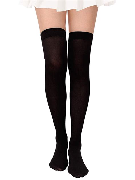 Angelique Womens Full Figure Plus Size Nylon Opaque Thigh High Stockings Tights