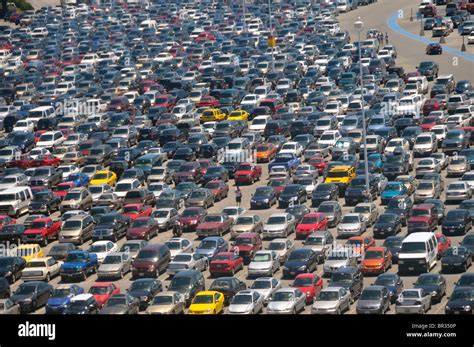 Crowded Car Park Parking Lot With Automobiles Stock Photo Alamy