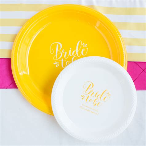 Personalized Round Wedding Plastic Plates