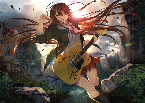 1080p Free Download Anime Original Electric Guitar Girl Hd