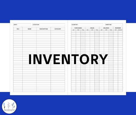 Inventory Tracker Printable Template Online Reseller Inventory Sheets