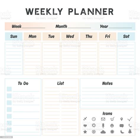 Weekly Planner Stock Illustration - Download Image Now - iStock