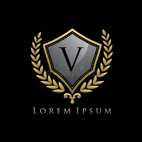 Golden Luxury Shield V Letter Logo Stock Illustration Illustration