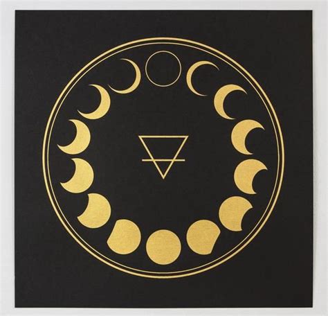 Moon Phases Circle Screen Print Gold Alchemy Poster Circle Drawing