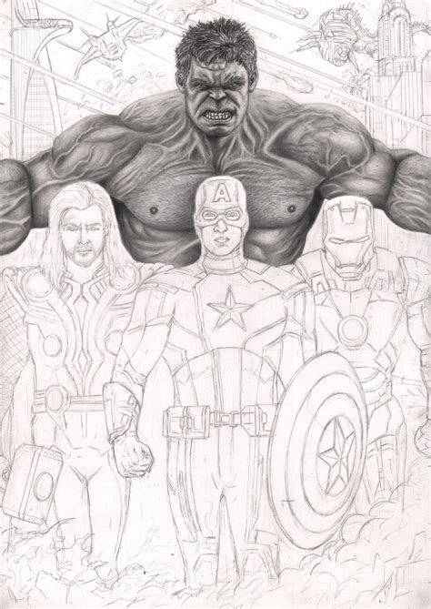 The Avengers Graphite Drawing By Pen Tacular Artist A
