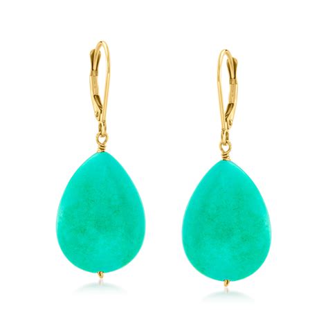 Turquoise Drop Earrings In 14kt Yellow Gold Ross Simons