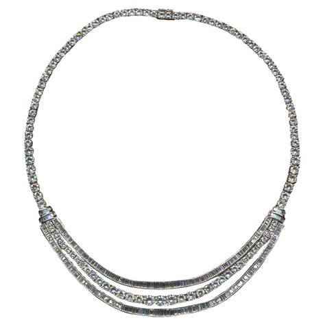 david rosenberg platinum 96 carats pear and round shape diamond tiara necklace for sale at