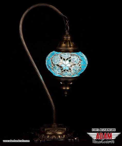 Swan Neck Mosaic Table Lamp Turquoise Model Medium Mosaic Lamps