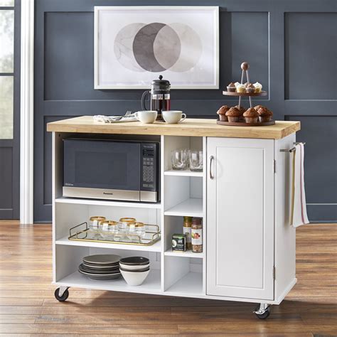 Tms Microwave Kitchen Cart White