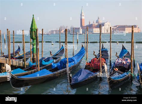 Venice Gondolas And San Giorgio Maggiore Church Stock Photo Alamy