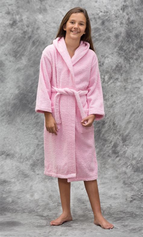 100 Turkish Cotton Pink Hooded Terry Kids Bathrobe Kids Robes