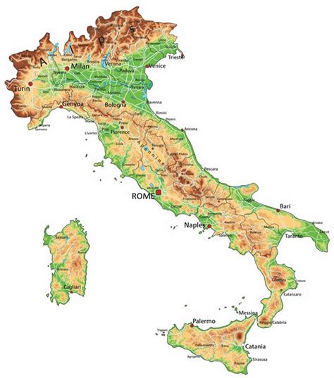 Mapa Físico De Relieve De Italia