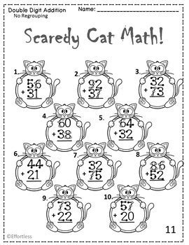 Worksheet will open in a new window. Touch Math Addition with Halloween Cat Theme: Double Digit ...
