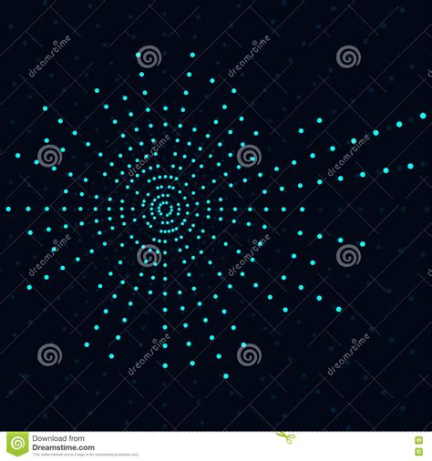 Blue Neon Abstract Background Circles Of Glowing Pixels Concentric