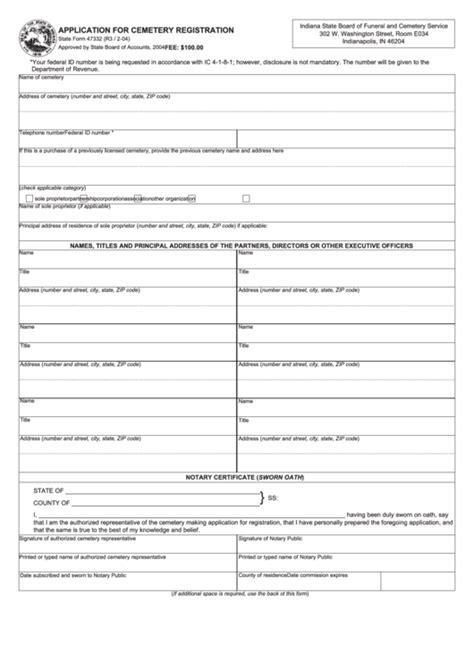 Form 47332 Application For Cemetery Registration Printable Pdf Download