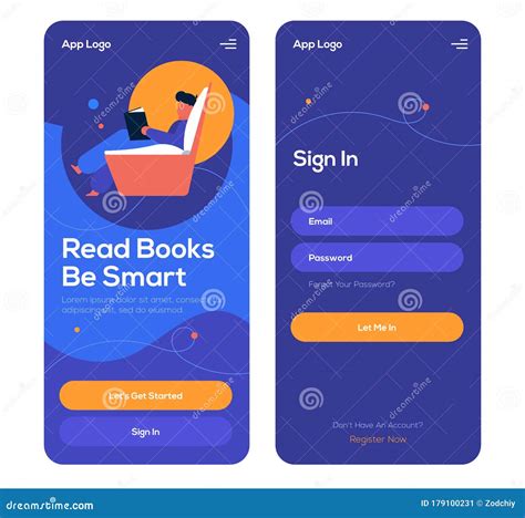 Book App Mobile Onboarding Copy Stock Illustration Illustration Of