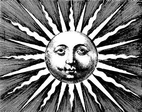 Vintage Sun Sun Illustration Sun Art Woodcut