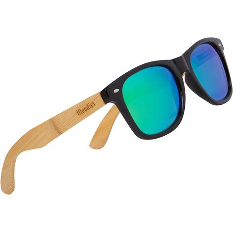 Bamboo Wood Sunglasses Polarized Green Mirror Lens Woodies