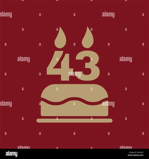 La Tarta De Cumpleaños Con Velas En Forma De Número 43 De Icono