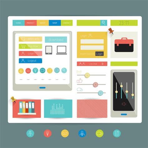 User Interface Template Flat Design Free Vectors And Psds To Download