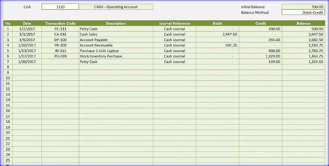 Journal Entry Excel Template