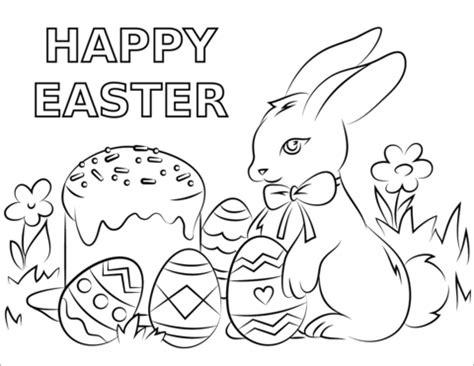 Stoke your kid's imagination and inspire him/her to brainstorm and learn to color these coloring pages with their own creativity. Happy Easter coloring page | Free Printable Coloring Pages
