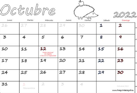 Calendario Octubre 2022 Para Imprimir Imprimir El Pdf Gratis
