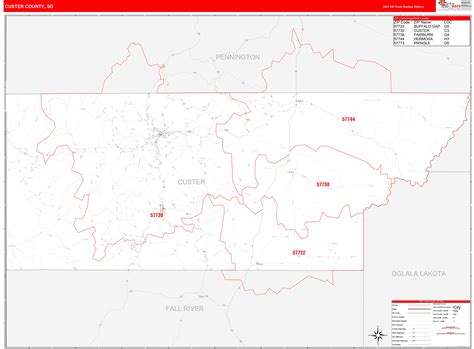Custer County Sd Zip Code Wall Map Red Line Style By Marketmaps Mapsales