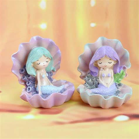Mermaid Figurine Purple Birthday Cake Decor Kid Toy Home Decor Creative