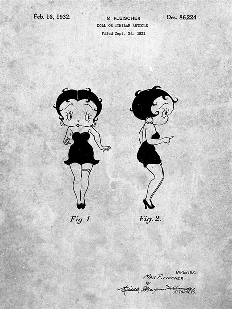 Pp547 Slate Betty Boop Patent Poster Digital Art By Cole Borders Pixels