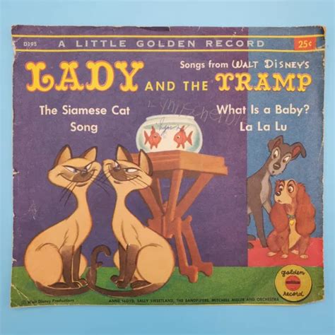 Vintage Golden Record Lady And The Tramp The Siamese Cat Song 1950s 9