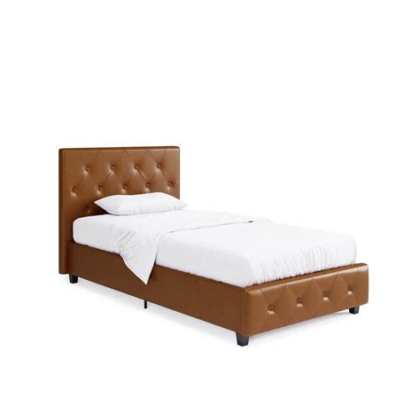 Dhp Dean 435 In W Camel Faux Leather Upholstered Twin Bed De62868