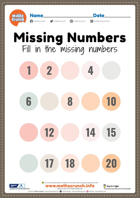 Missing Number Worksheet For Kids 1 Kindergarten Math 478