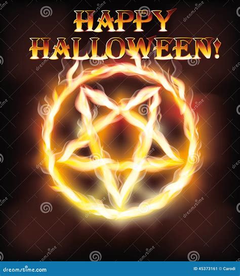 Fire Happy Halloween Pentagram Stock Vector Image 45373161