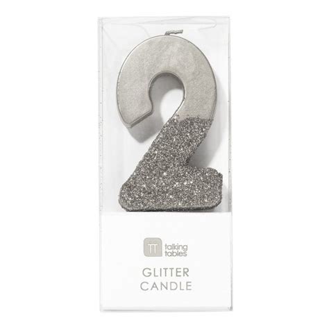 Silver Glitter Number 2 Candle Partiloons
