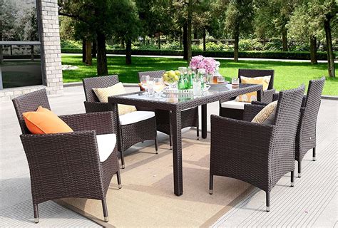 Baner Garden Outdoor Furniture Complete Patio 7piece Pe Wicker Rattan