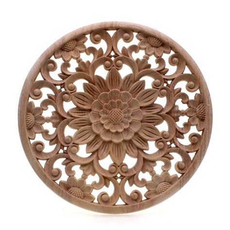 Shabby n chıc floral archıtectural *furnıture applıques*. RUNBAZEF Carved Flower Carving Round Wood Appliques for ...
