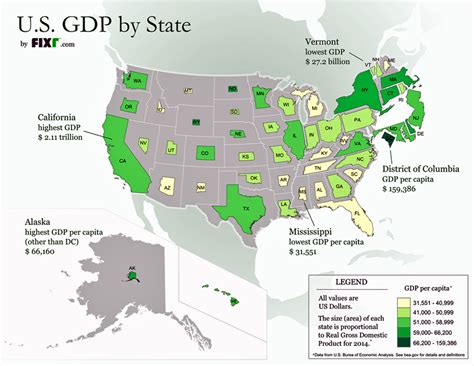 The usa (united states of america) is one of the largest countries in the world and consists of 50 states. Map resizes each state proportionally to real GDP ...