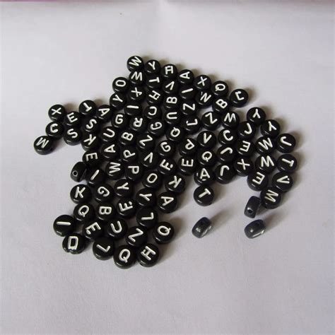 Buy 4 By 7 Mm Black Acrylic Alphabet Beads Single