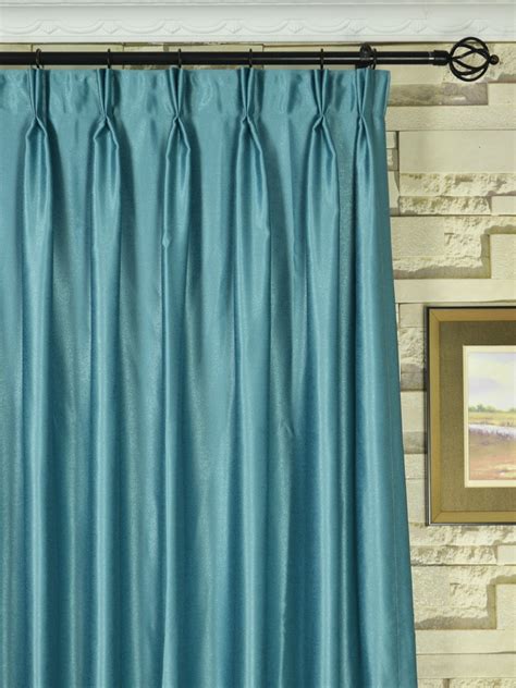 Swan Gray And Blue Solid Double Pinch Pleat Ready Made Curtains