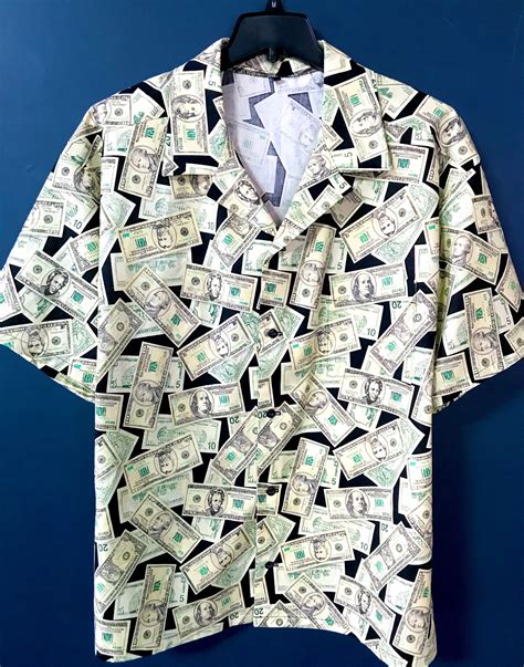 Dollar Bill Men S Casual Shirt XL Only Money Cash Etsy