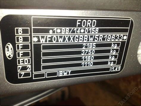 Ford Mondeo Colour Chart