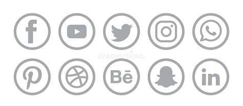 Icônes Sociales De Logos De Médias Dans Des Boutons Photographie