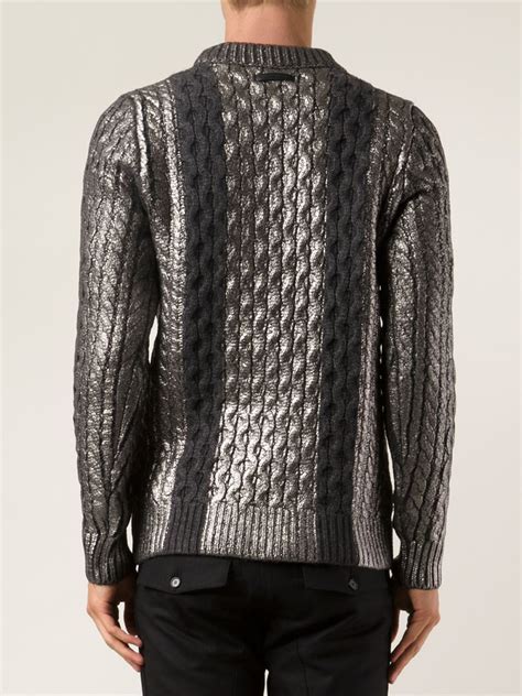 Diesel Black Gold Metallic Sweater In Gray For Men Lyst